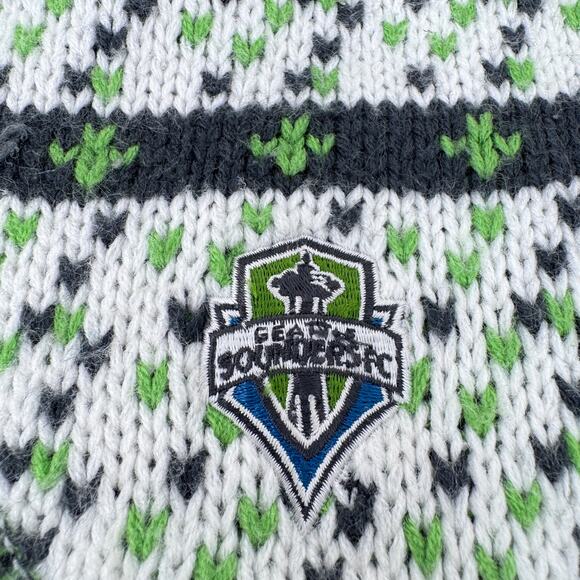 Adidas MLS Portland Timbers Beanie Hat Ear Flap Pom Pom Green White Womens OS - Picture 5 of 9